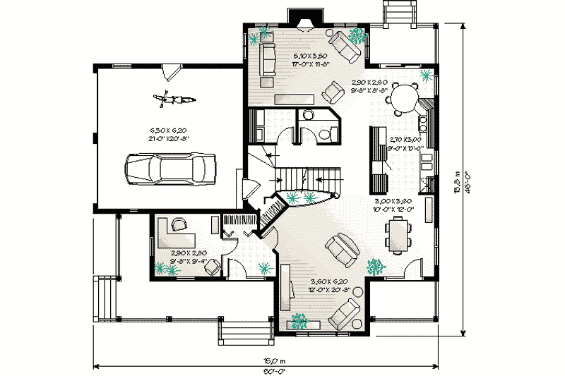 Home Plan - Floor Plan - Main Floor for Country House Plan #23-2010 - 3 bed, 2.5 bath