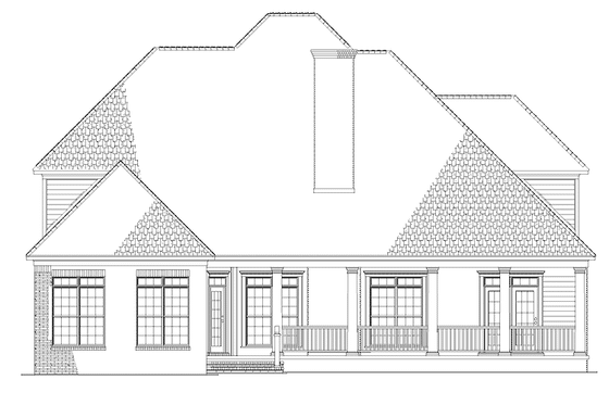 Exterior - Rear Elevation for Traditional House Plan #17-3111 - 4 bed, 3.5 bath