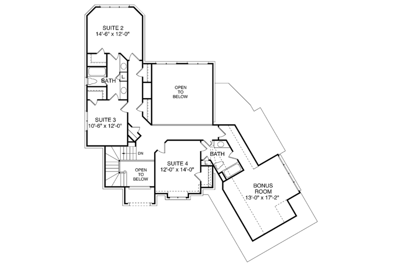 Architectural House Design - Floor Plan - Upper Floor for Traditional House Plan #453-288 - 4 bed, 3.5 bath