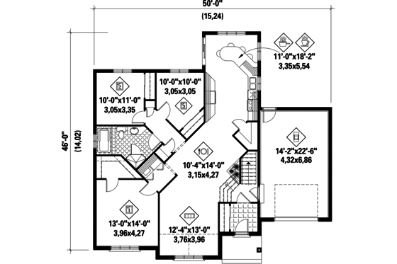 Floor Plan - Main Floor for Traditional House Plan #25-4654 - 3 bed, 1 bath
