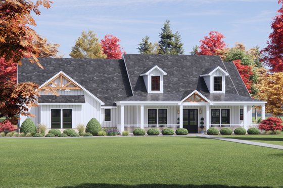 Exterior - Front Elevation 3 for Farmhouse House Plan #1096-125 - 4 bed, 3.5 bath