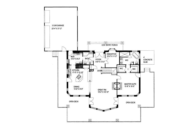 Home Plan - Floor Plan - Main Floor for Ranch House Plan #117-840 - 2 bed, 3 bath