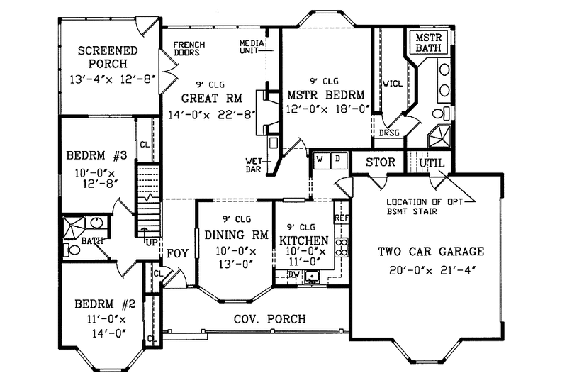Home Plan - Floor Plan - Main Floor for Country House Plan #314-221 - 3 bed, 2 bath