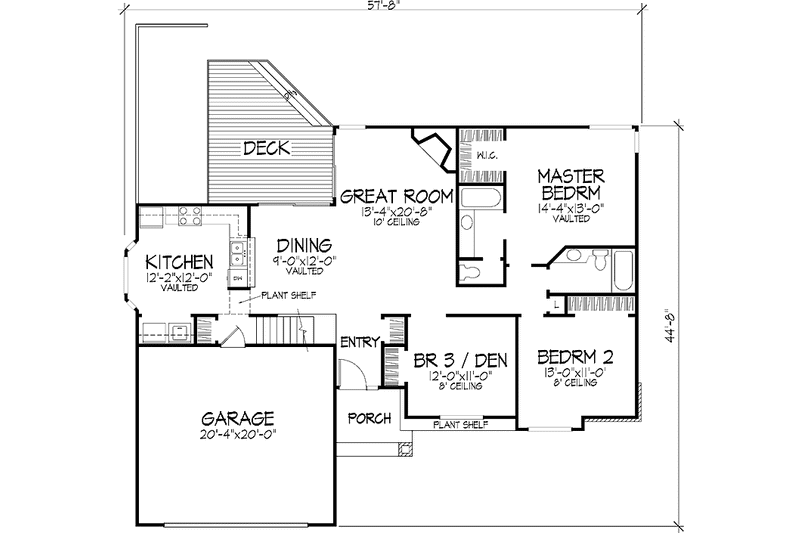 Architectural House Design - Floor Plan - Main Floor for Prairie House Plan #320-1051 - 3 bed, 2 bath