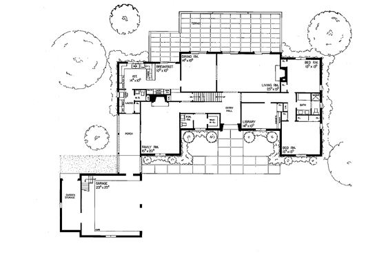 Floor Plan - Main Floor for Country House Plan #72-579 - 4 bed, 3 bath