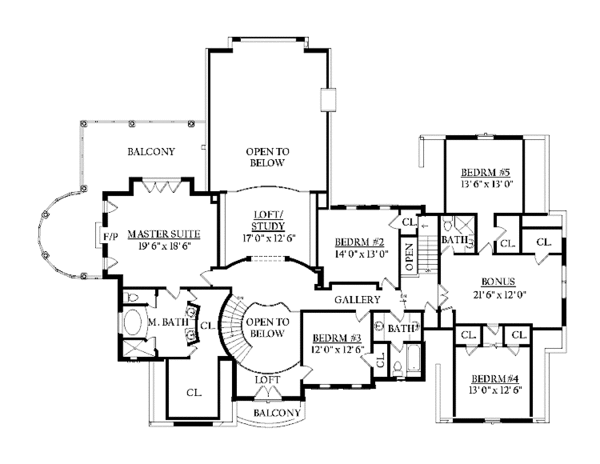 Architectural House Design - Classical Floor Plan - Upper Floor Plan #937-23