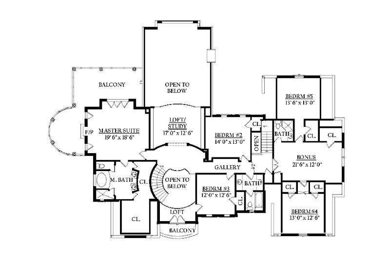 House Plan Design - Floor Plan - Upper Floor for Classical House Plan #937-23 - 5 bed, 3 bath