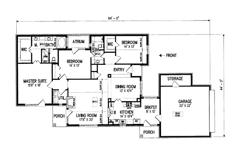 Home Plan - Floor Plan - Main Floor for Country House Plan #45-477 - 3 bed, 2 bath