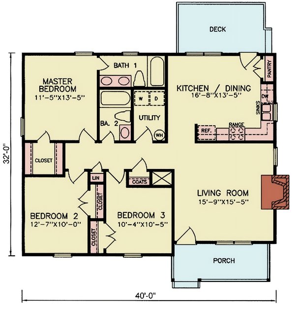 House Blueprint - Traditional Floor Plan - Main Floor Plan #54-631