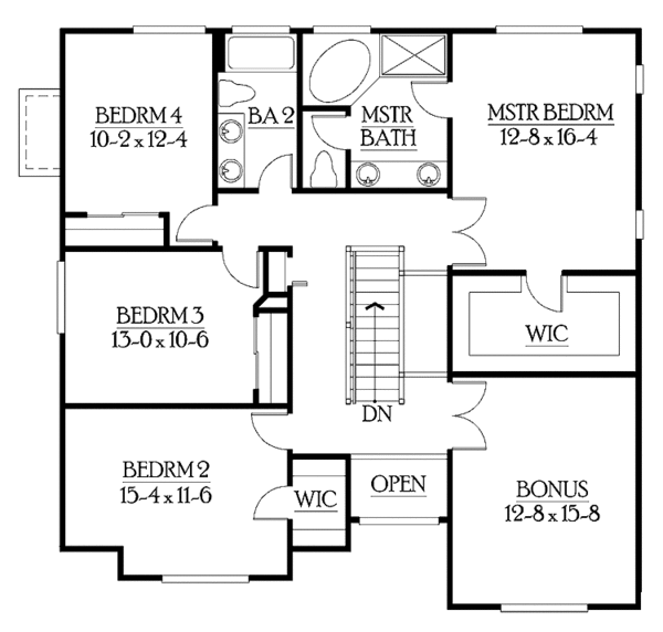 Architectural House Design - Prairie Floor Plan - Upper Floor Plan #132-306