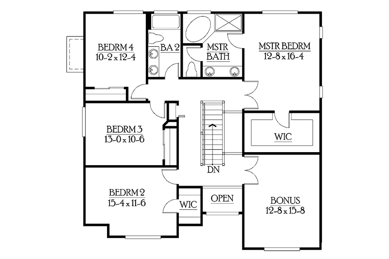Dream House Plan - Floor Plan - Upper Floor for Prairie House Plan #132-306 - 4 bed, 2.5 bath