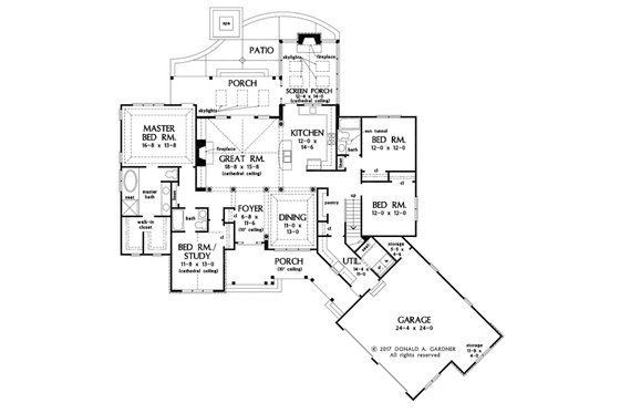 Floor Plan - Main Floor for Ranch House Plan #929-1096 - 4 bed, 3 bath
