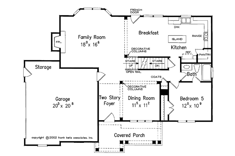 House Blueprint - Floor Plan - Main Floor for Colonial House Plan #927-835 - 5 bed, 3 bath