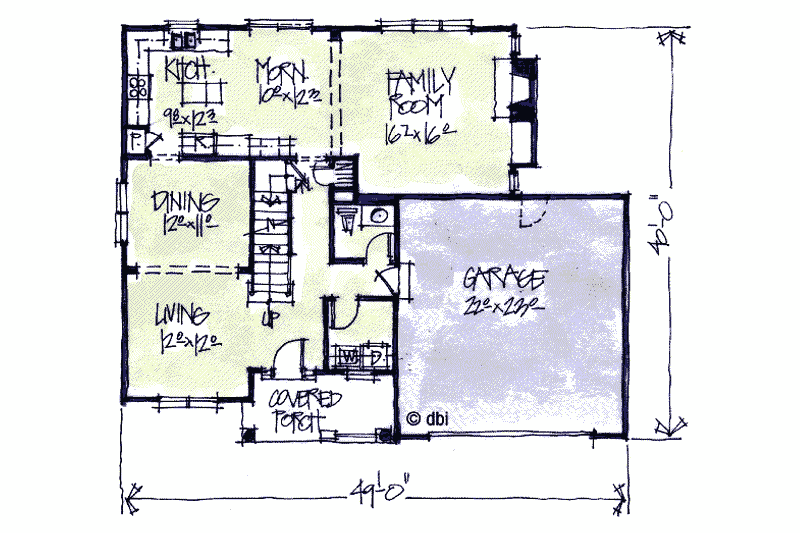 Dream House Plan - Floor Plan - Main Floor for Cottage House Plan #20-2033 - 4 bed, 2.5 bath