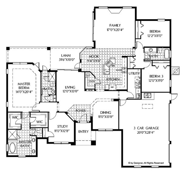 Architectural House Design - Mediterranean Floor Plan - Main Floor Plan #999-142