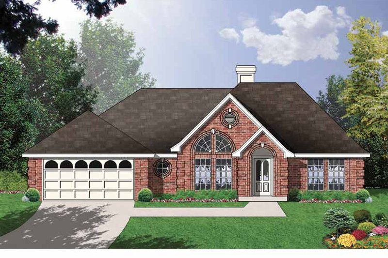 Home Plan - Exterior - Front Elevation 3 for Ranch House Plan #40-484 - 3 bed, 2 bath