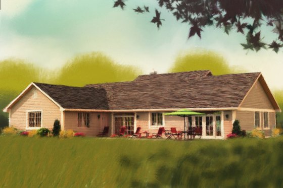 Exterior - Rear Elevation 2 for Ranch House Plan #18-9545 - 3 bed, 2 bath