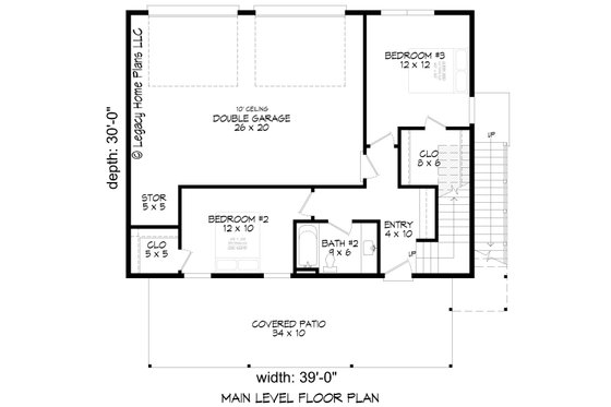 Floor Plan - Main Floor for Modern House Plan #932-626 - 3 bed, 2 bath