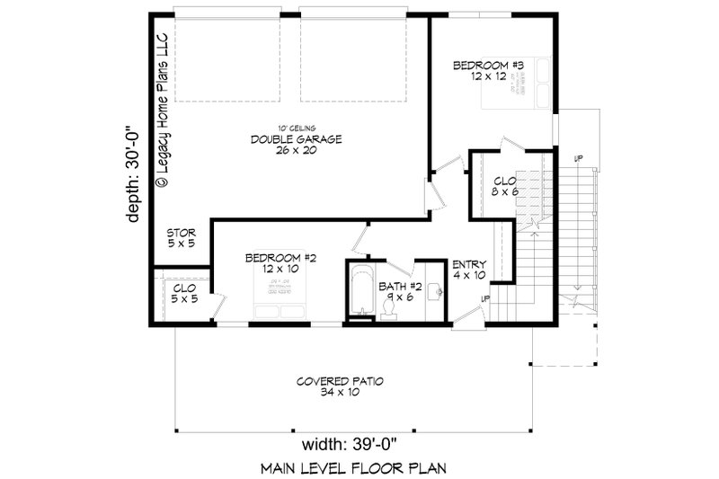 Home Plan - Floor Plan - Main Floor for Modern House Plan #932-626 - 3 bed, 2 bath