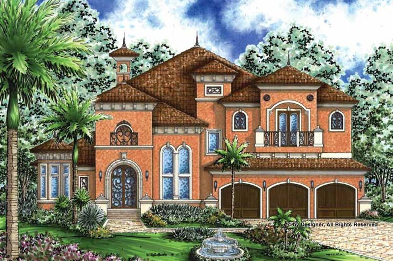 Dream House Plan - Exterior - Front Elevation 3 for Mediterranean House Plan #1017-36 - 4 bed, 3.5 bath