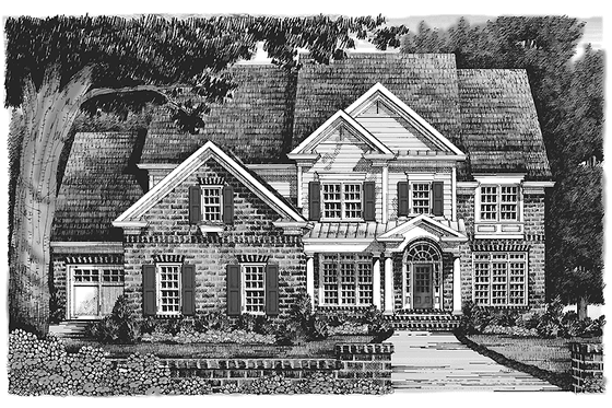 Exterior - Front Elevation 3 for Colonial House Plan #927-923 - 5 bed, 4.5 bath