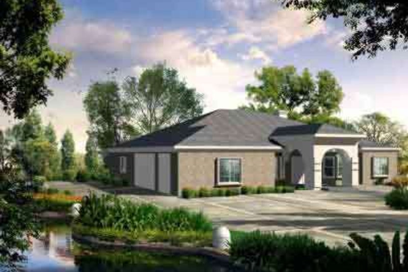 House Design - Adobe / Southwestern Exterior - Front Elevation Plan #1-1189