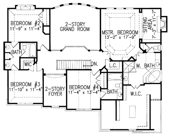 Dream House Plan - Traditional Floor Plan - Upper Floor Plan #54-229