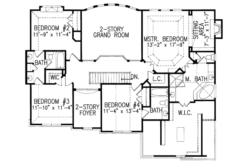Home Plan - Floor Plan - Upper Floor for Traditional House Plan #54-229 - 5 bed, 4 bath