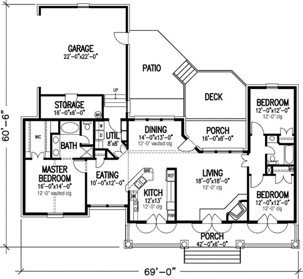 Architectural House Design - Country Floor Plan - Main Floor Plan #45-437