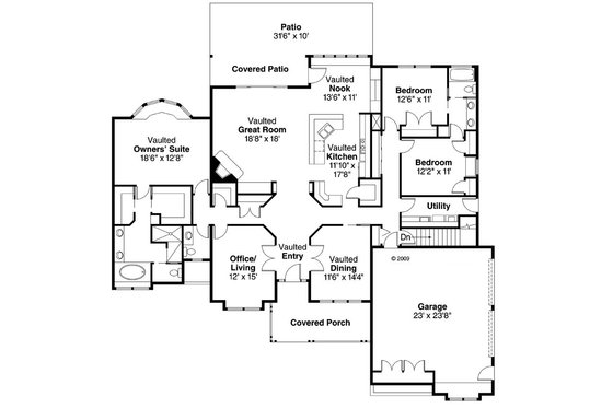 Floor Plan - Main Floor for Traditional House Plan #124-200 - 3 bed, 2.5 bath