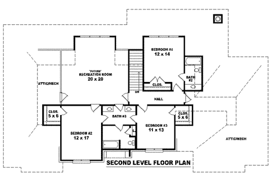 Floor Plan - Upper Floor for European House Plan #81-1260 - 4 bed, 3.5 bath