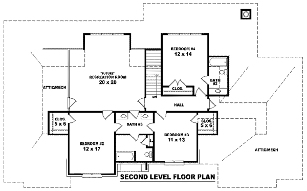Floor Plan - Upper Floor for European House Plan #81-1260 - 4 bed, 3.5 bath