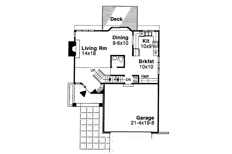 Home Plan - Floor Plan - Main Floor for Contemporary House Plan #320-683 - 3 bed, 2.5 bath