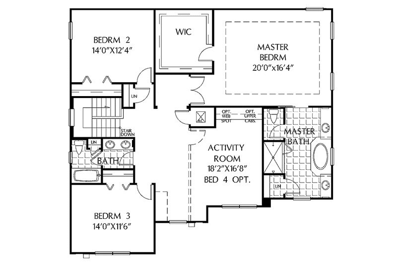 Home Plan - Floor Plan - Upper Floor for Colonial House Plan #999-167 - 3 bed, 3.5 bath