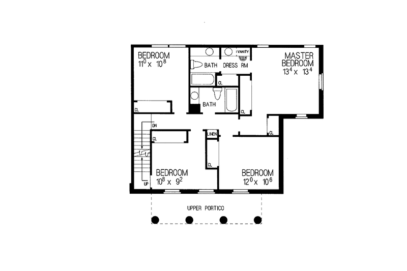 House Design - Floor Plan - Upper Floor for Classical House Plan #72-851 - 4 bed, 2.5 bath
