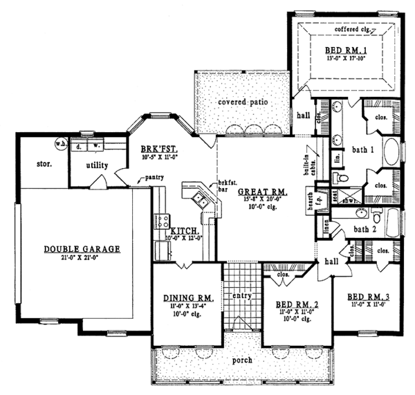 House Design - Country Floor Plan - Main Floor Plan #42-466