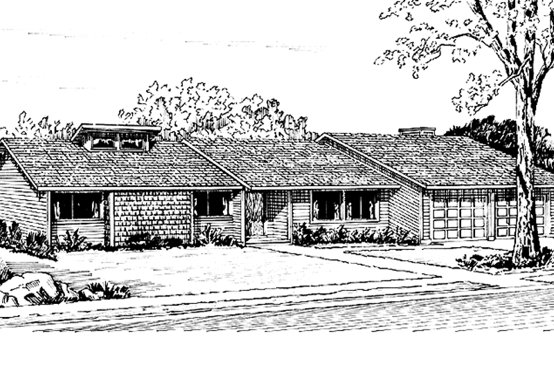 Architectural House Design - Prairie Exterior - Front Elevation Plan #320-1267
