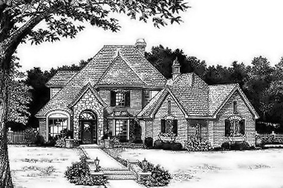 Exterior - Front Elevation for European House Plan #310-155 - 4 bed, 3.5 bath