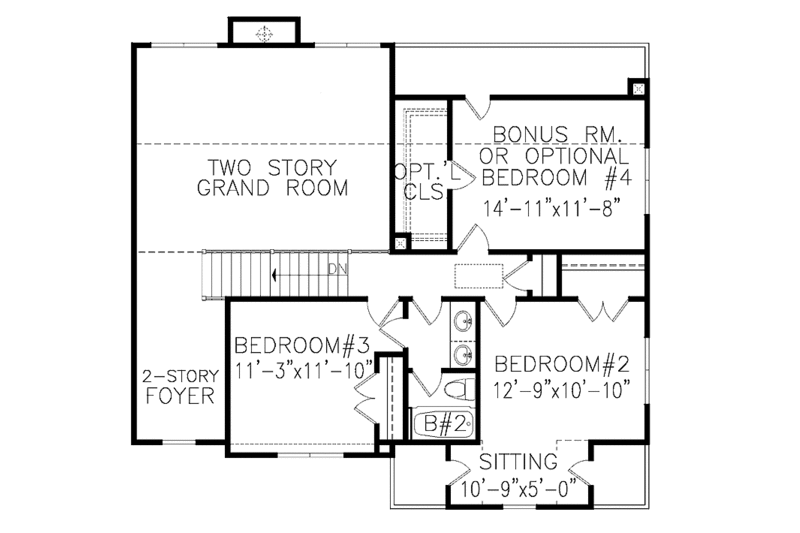Home Plan - Floor Plan - Upper Floor for Craftsman House Plan #54-306 - 3 bed, 2.5 bath