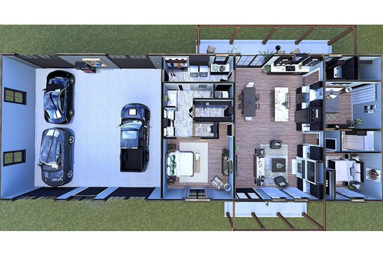 Floor Plan - Main Floor 2 for Barndominium House Plan #44-296 - 3 bed, 2 bath