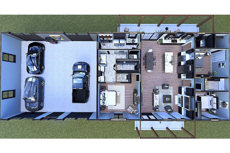 House Design - Floor Plan - Main Floor 2 for Barndominium House Plan #44-296 - 3 bed, 2 bath