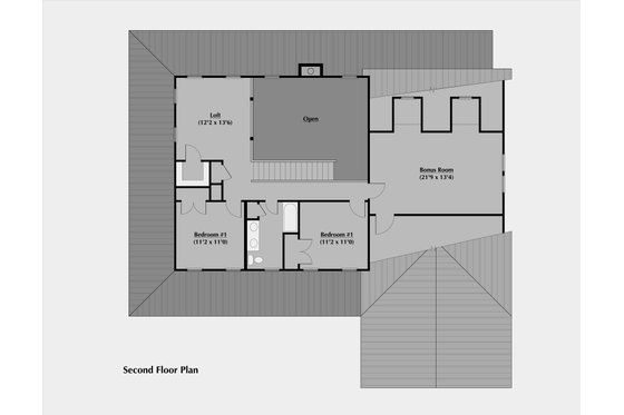 Floor Plan - Upper Floor for Country House Plan #531-1 - 3 bed, 2.5 bath