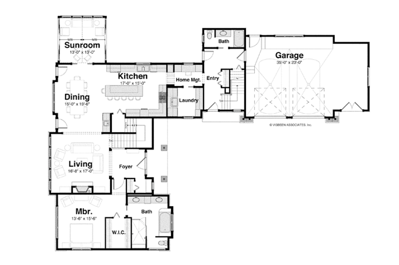 Dream House Plan - Floor Plan - Main Floor for Craftsman House Plan #928-254 - 3 bed, 3 bath