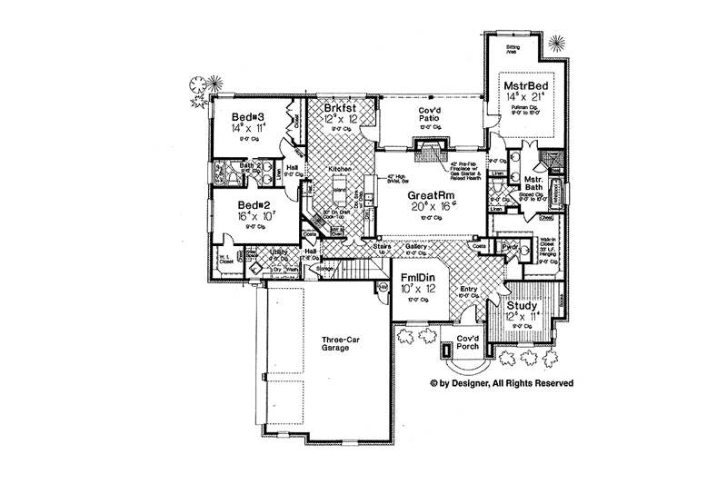 Dream House Plan - Floor Plan - Main Floor for Country House Plan #310-1243 - 4 bed, 3.5 bath