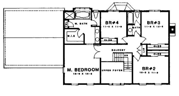 House Blueprint - Country Floor Plan - Upper Floor Plan #1001-116