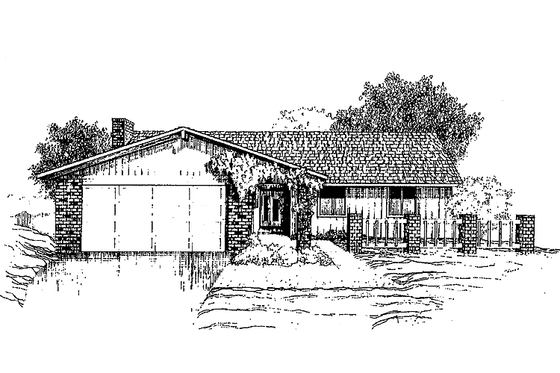 Exterior - Front Elevation 3 for Country House Plan #60-876 - 3 bed, 2 bath