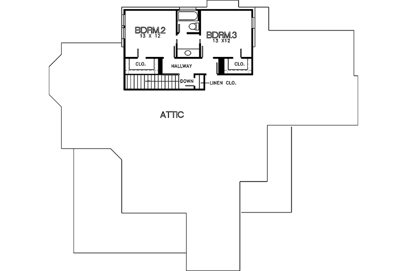 House Blueprint - Floor Plan - Upper Floor for Country House Plan #974-30 - 3 bed, 2.5 bath
