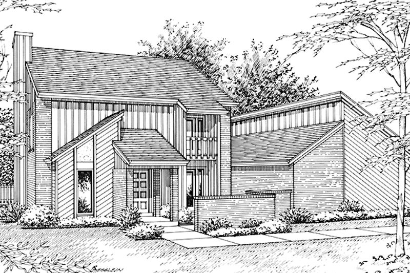 Architectural House Design - Exterior - Front Elevation 3 for Contemporary House Plan #45-415 - 3 bed, 2 bath