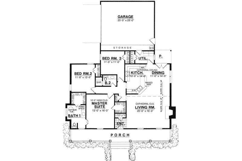 Home Plan - Floor Plan - Main Floor for Farmhouse House Plan #40-161 - 3 bed, 2 bath