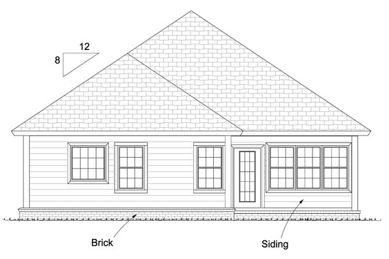 Exterior - Rear Elevation for Cottage House Plan #513-2087 - 3 bed, 2 bath